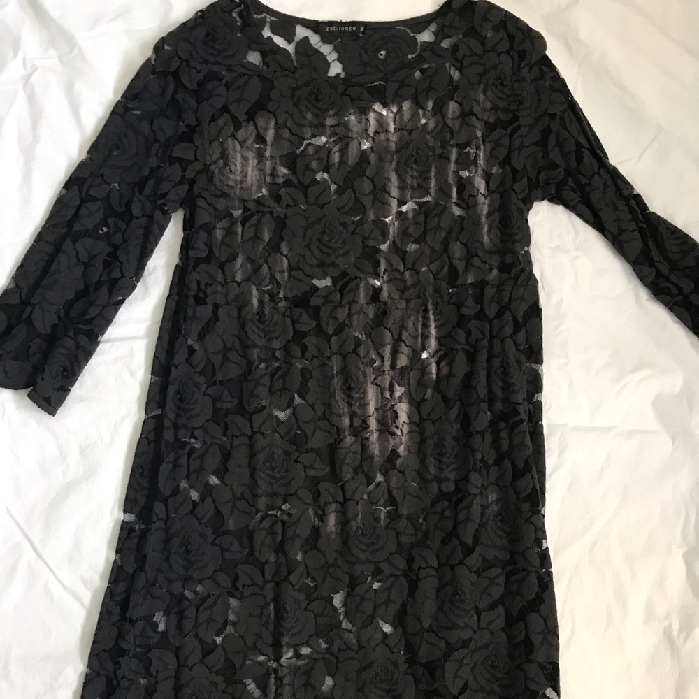 Cut loose Dark grey sheer lace dress